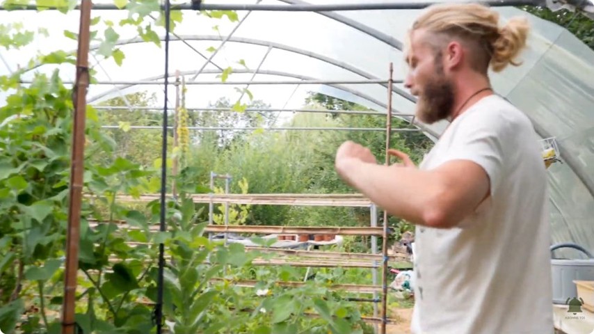 La serre participe aux essais de cultures et aux associations de plantes.