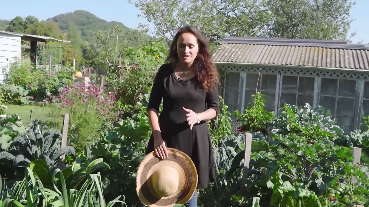 Marie présente les cultures pendant la visite.