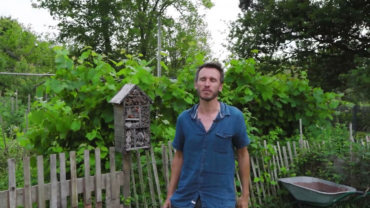 Denis poursuit ses explications au jardin.